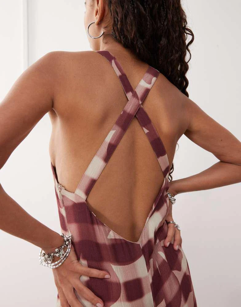 Reclaimed Vintage Reclaimed Vintage cami jumpsuit with open back in red check floral print 3