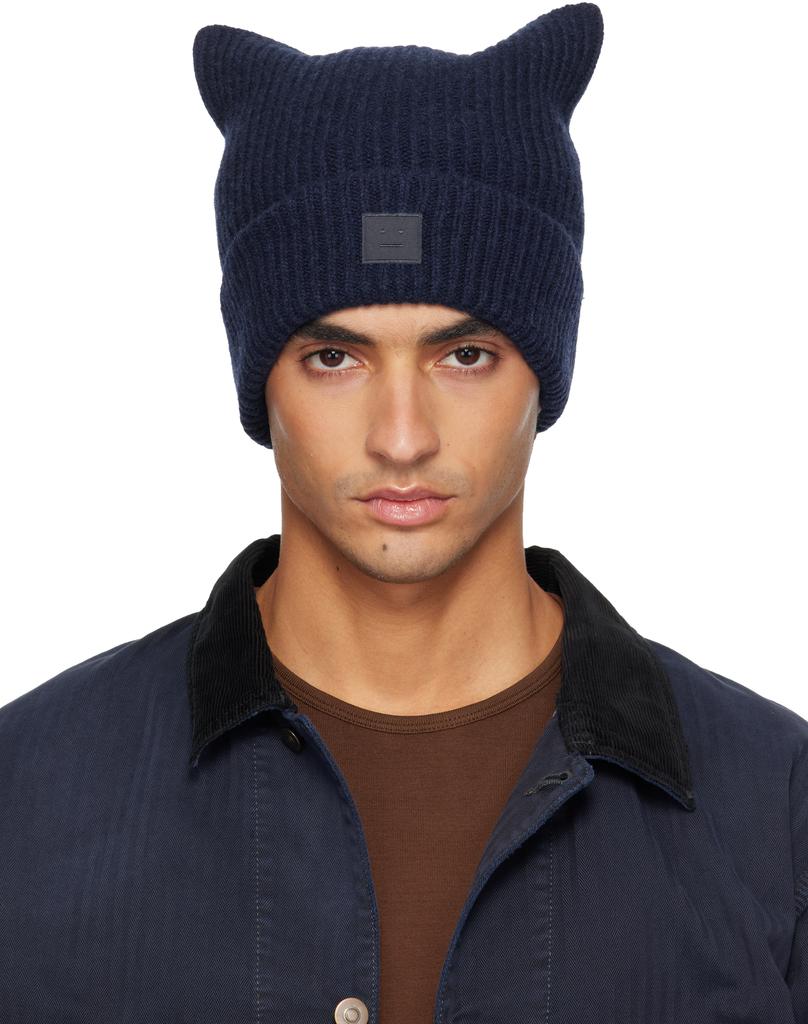 Shop Blue Large Face Logo Beanie on Sale at BeyondStyle – Get 44