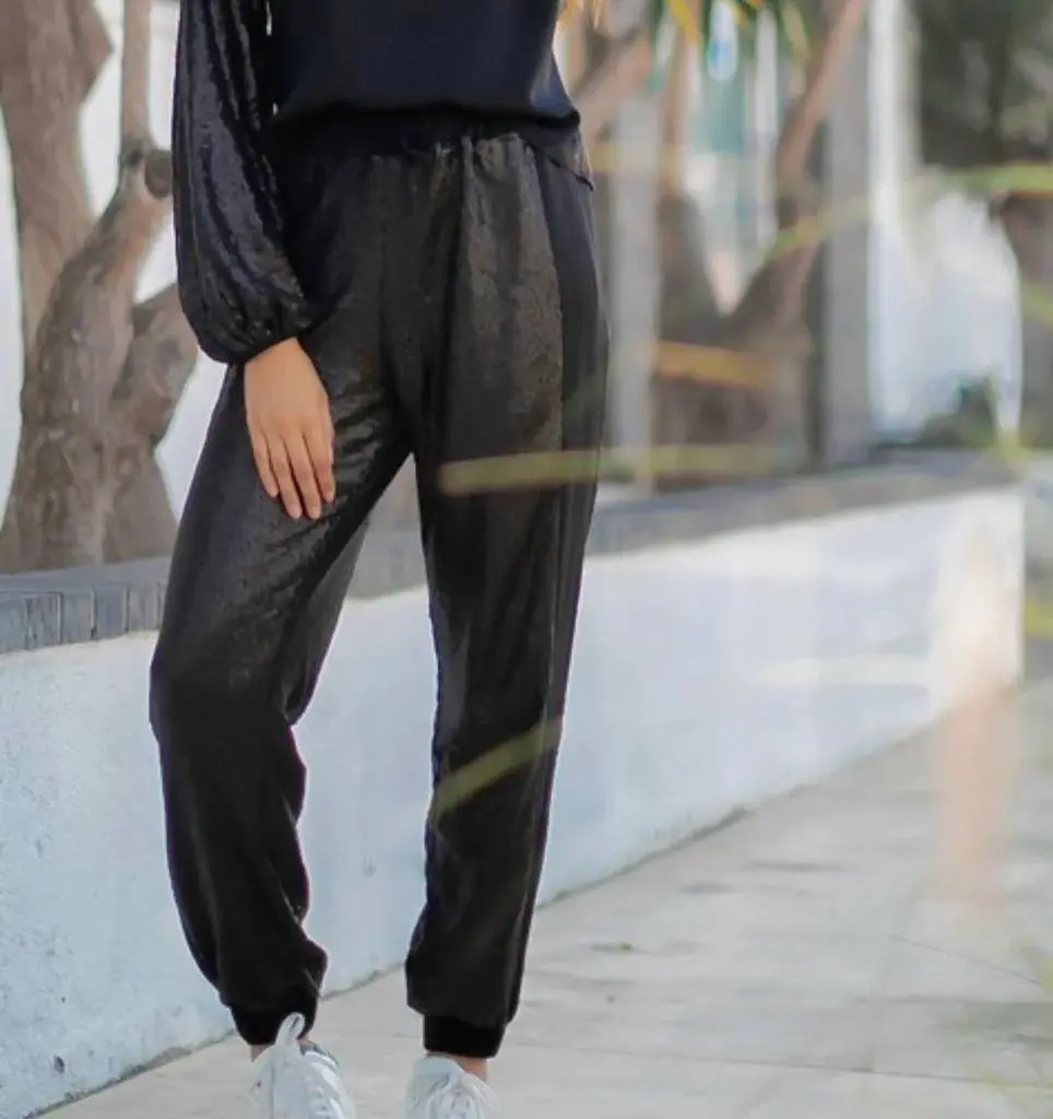 Strut & Bolt Strut & Bolt - Sequin Jogger Pants With Satin Contrast
