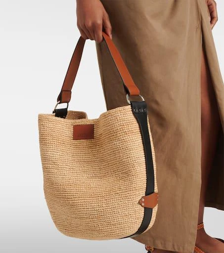 Isabel Marant Bayia leather-trimmed raffia tote bag 6