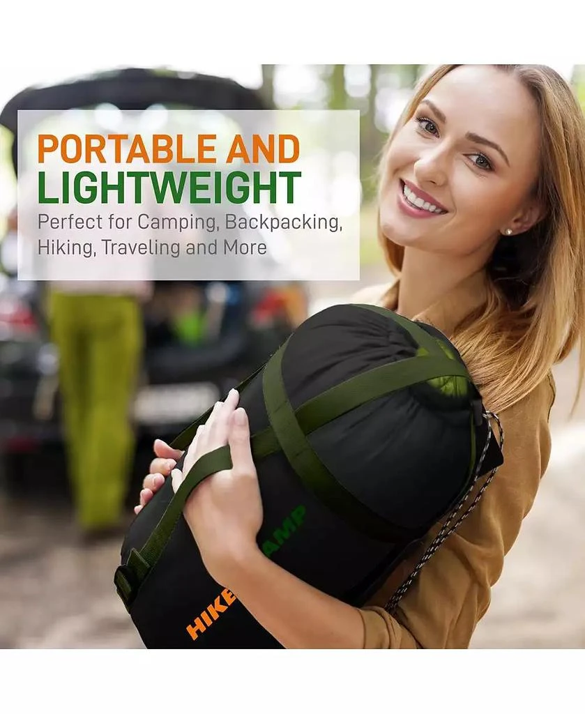 SereneLife Mummy Sleeping Bag With Travel Pillow and Compression Sack (Green) 4