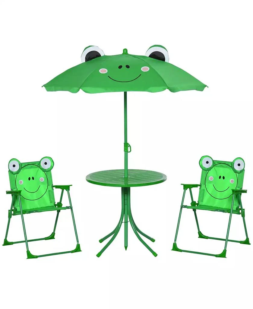 HONGGE Folding Kids Picnic Table and Chair Set with Adjustable Umbrella