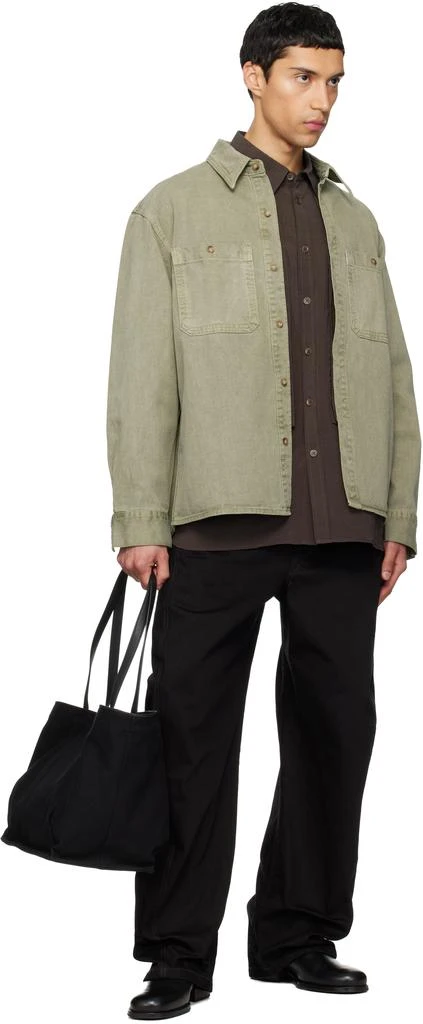 LE17SEPTEMBRE Green Garment-Dyed Denim Shirt 4