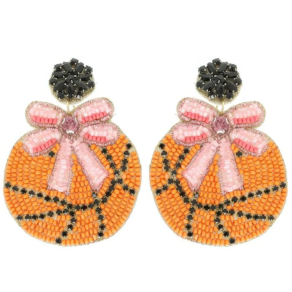 TRUEDAMES Gameday Jeweled Ribboned Basketball Earrings 1