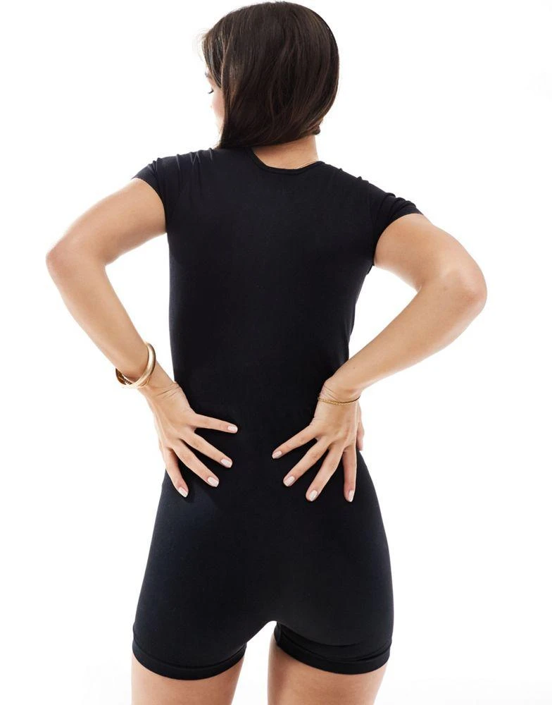 Miss Selfridge Miss Selfridge seamless short sleeve unitard in black 4