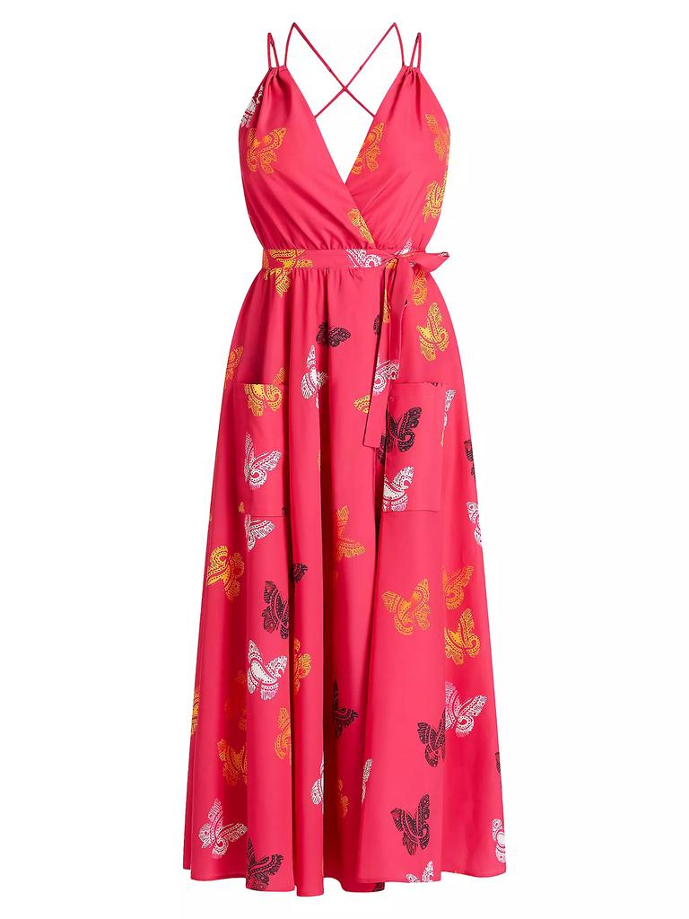 VALIMARE Amelia Paisley Butterfly Surplice Maxi Dress