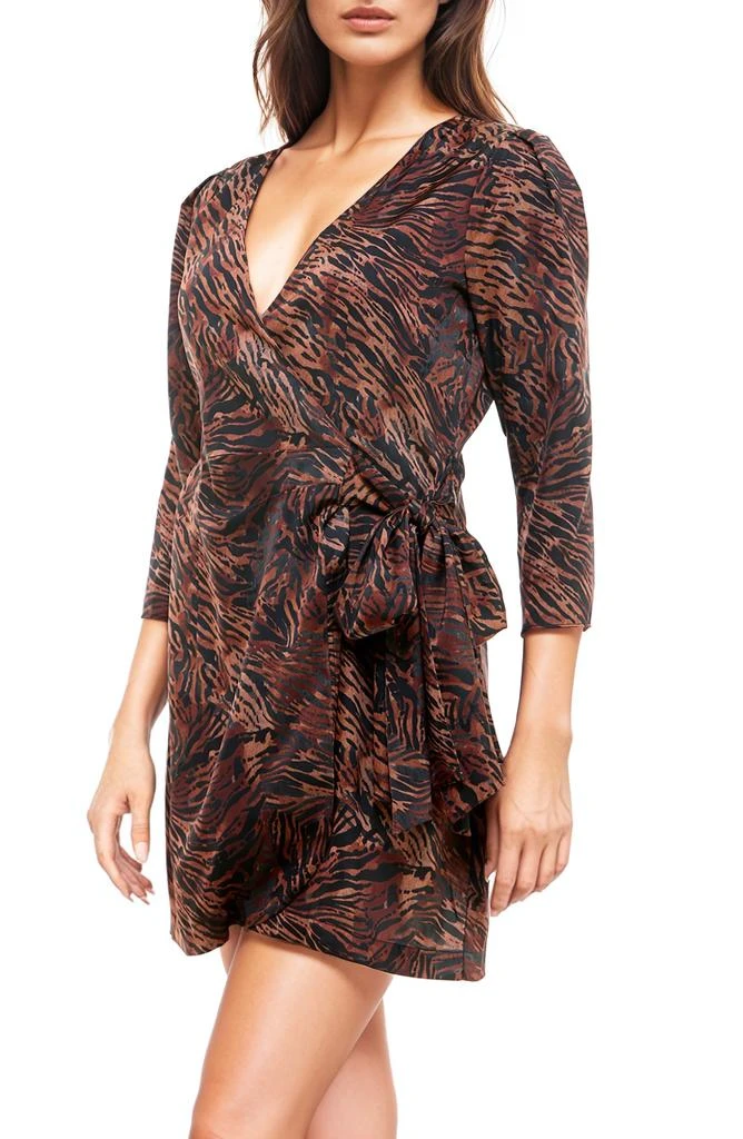 Socialite Stripe Long Sleeve Satin Wrap Dress 3