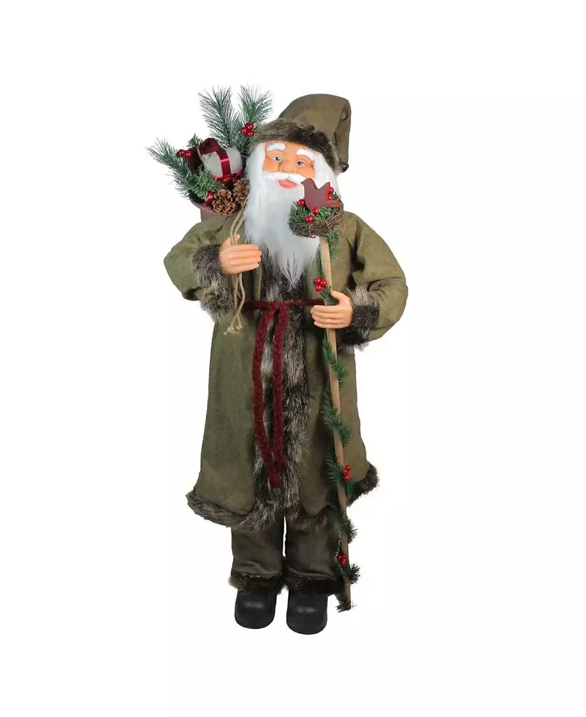 Northlight 51" Plush Standing Santa Claus Christmas Figure with Gift Bag and Staff 1