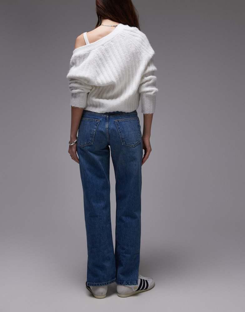 Topshop Topshop Runway jean with side split in mid blue