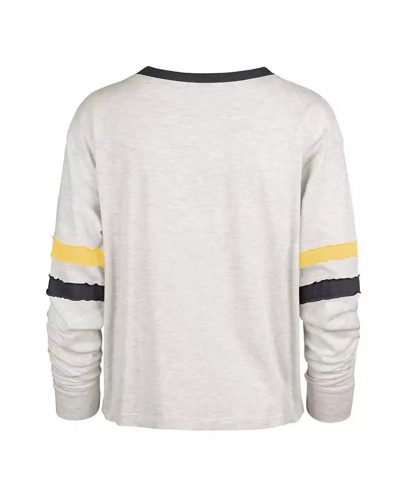 47 Brand Women's Oatmeal Distressed Michigan Wolverines Vault All Class Lena Long Sleeve T-shirt 3