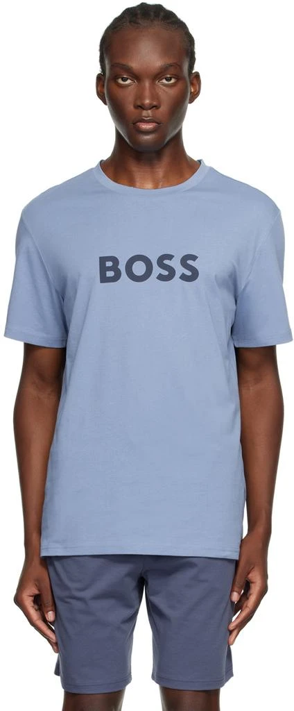 Hugo Boss Blue Printed Large Logo T-Shirt 1