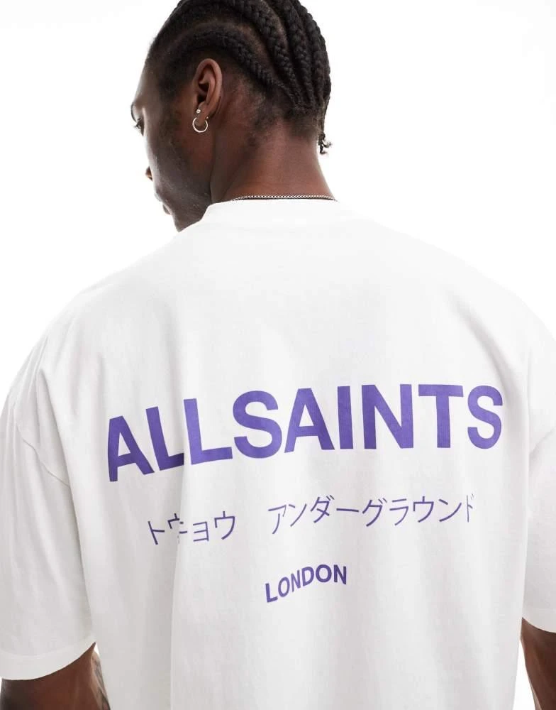 ALL SAINTS AllSaints Underground oversized t-shirt in white and purple 4