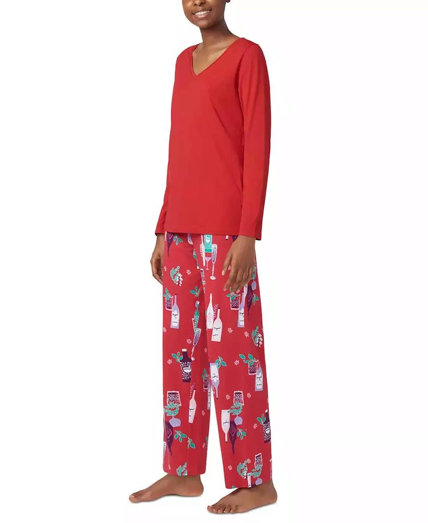 Hue Women's Solid V-Neck Long-Sleeve Pajama Top 4
