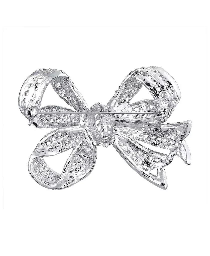 Bling Jewelry Victorian Style Royal Style Crystal Pave Filigree Ribbon Brooch Pin Silver Plated 4