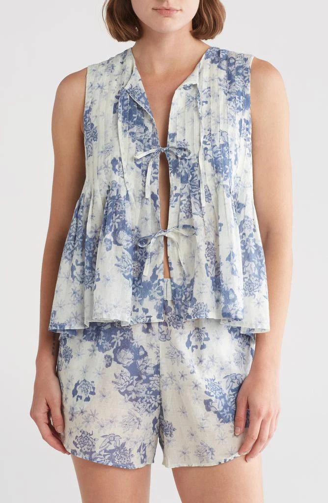 Desmond & Dempsey Pleated Cotton Short Pajamas 1