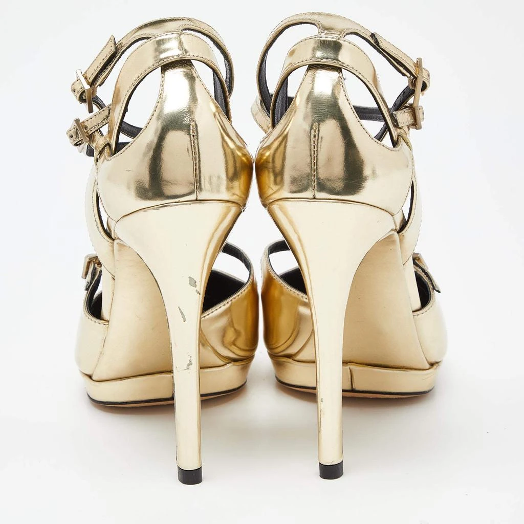 Brian Atwood Brian Atwood Gold Laminated Leather Slingback Pumps Size 37 5