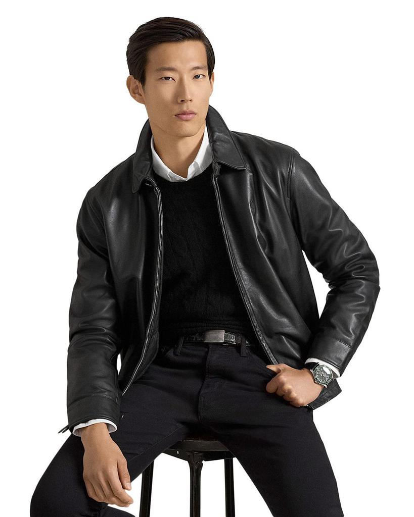 Ralph Lauren Maxwell Lambskin Leather Zip Jacket - Jackets - Free