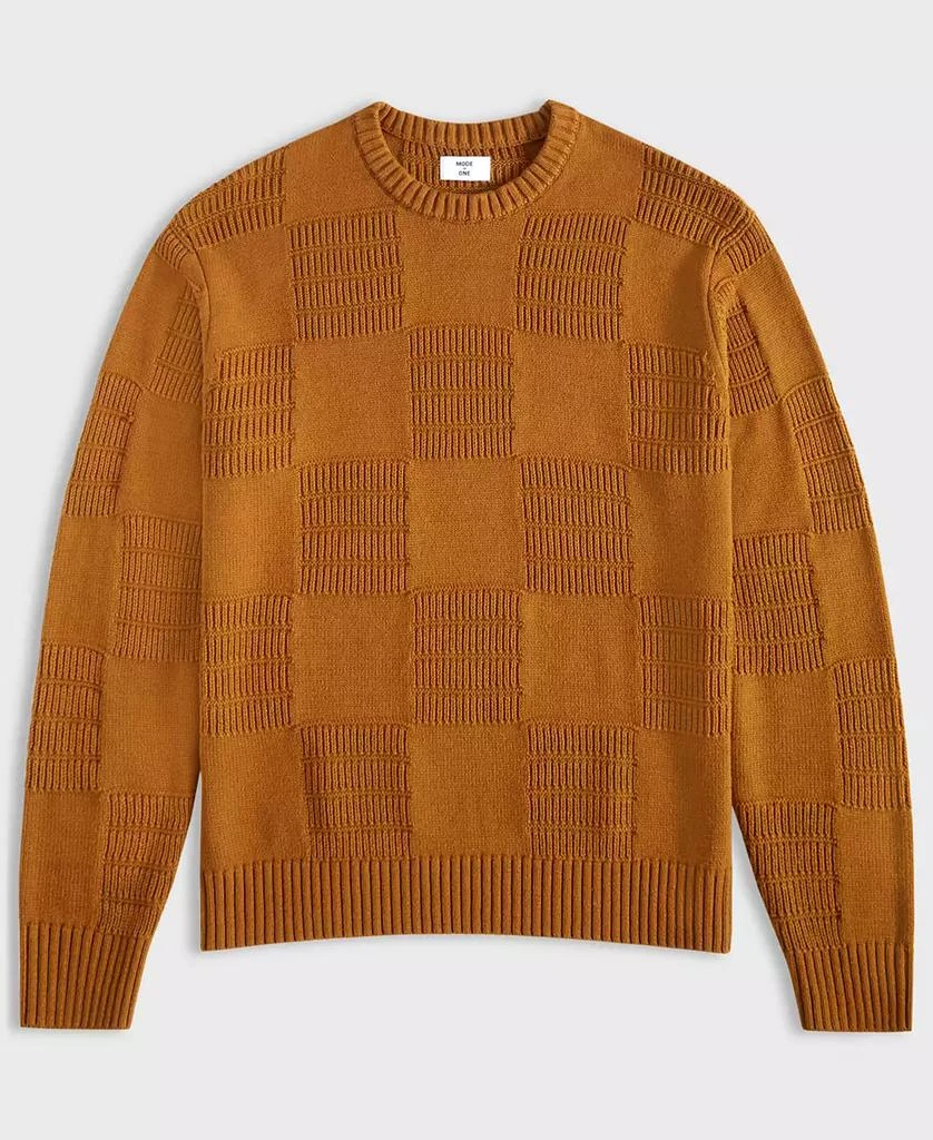 Mode of One Men's Long-Sleeve Relaxed-Fit Textured Check Sweater, Created for Macy's 4