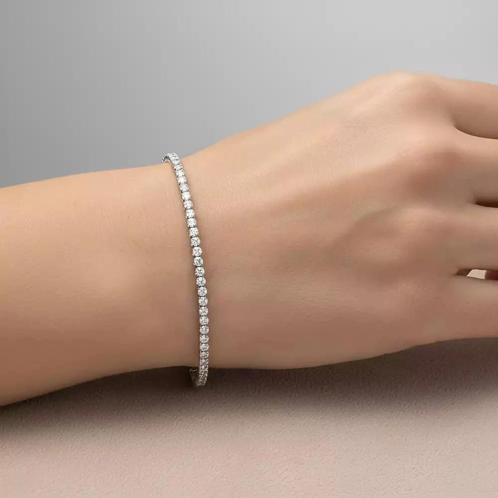 Genevive Sterling Silver White Gold Plated with Clear Round Bezel-set Cubic Zirconia Bracelet 2
