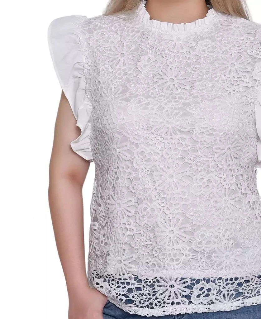 NY Collection Petite Flutter Sleeve Lace Top 4