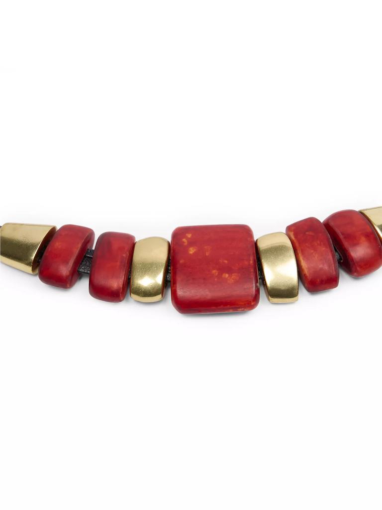 Isabel Marant Goldtone, Leather & Resin Choker - Fashion