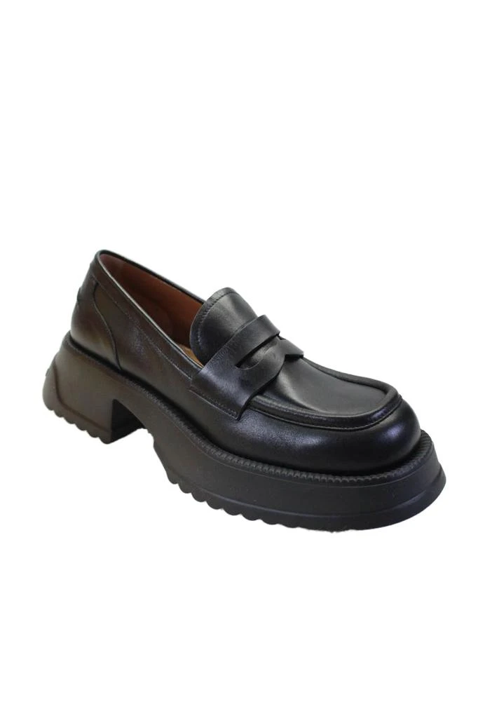 Marni Womens Black Leather Slip On Platform Heels Loafers Shoes 1