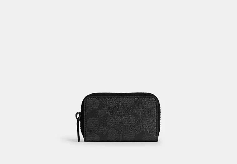 Coach Small Zip Around Card Case In Signature Canvas