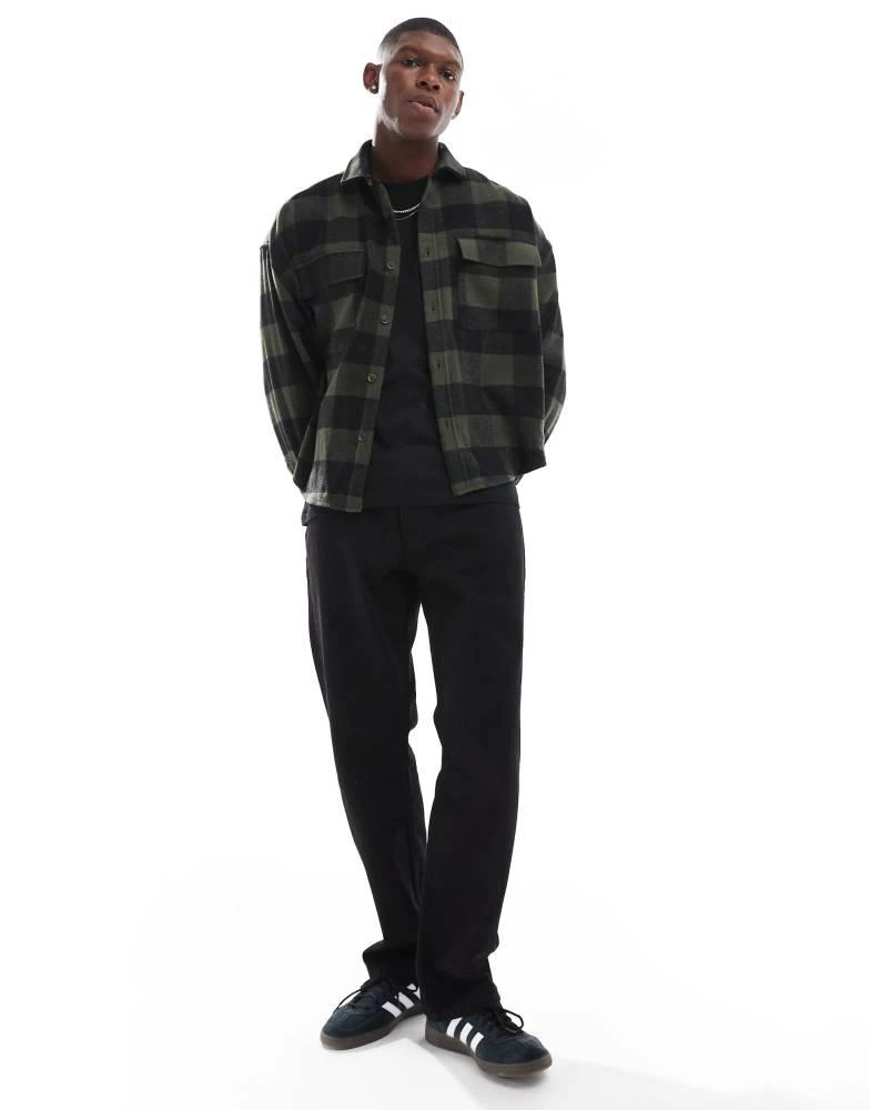 ASOS ASOS DESIGN boxy volume oversized shirt in green and black buffalo check 2