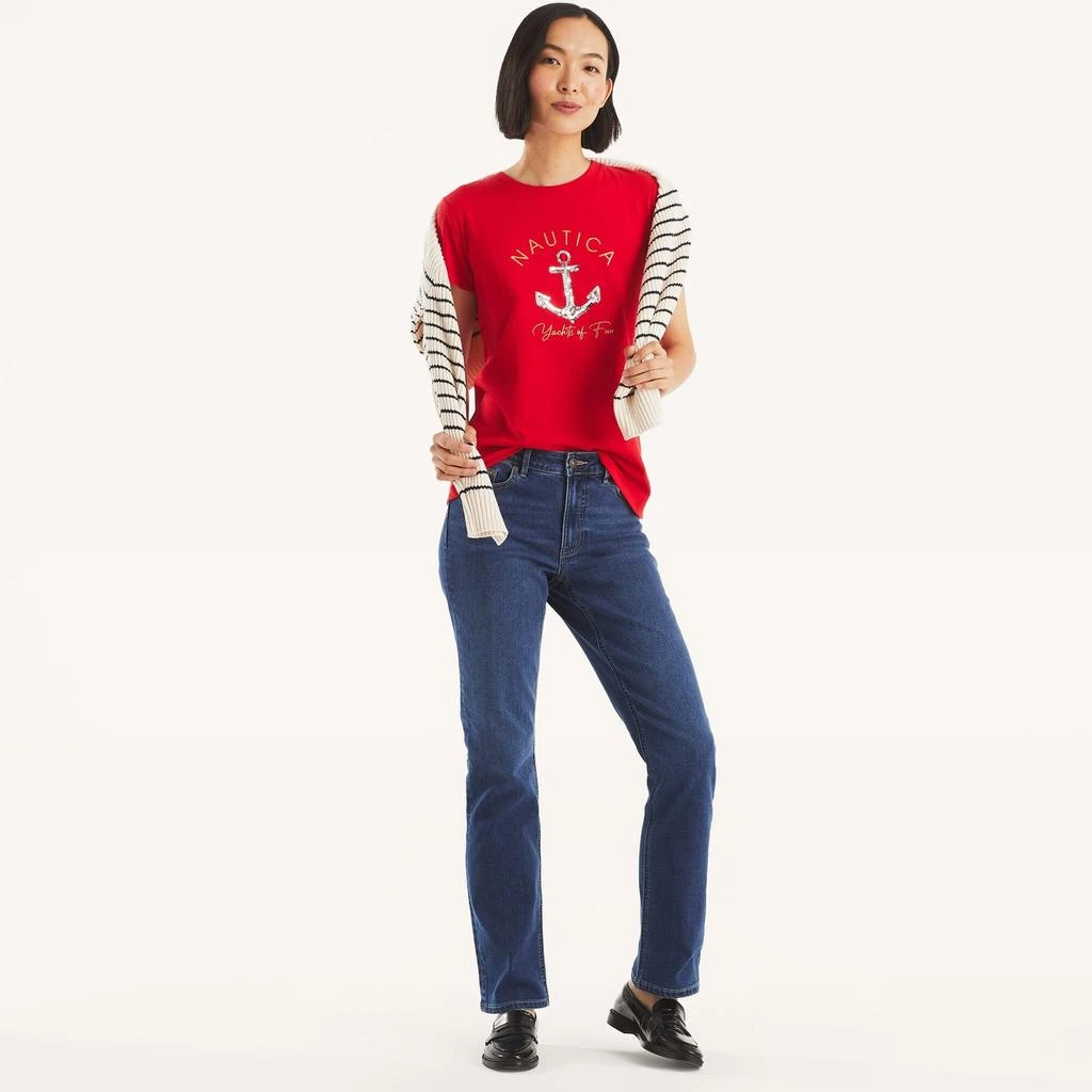 Nautica Womens Glitter Anchor Yachts Of Fun Graphic T-Shirt 3