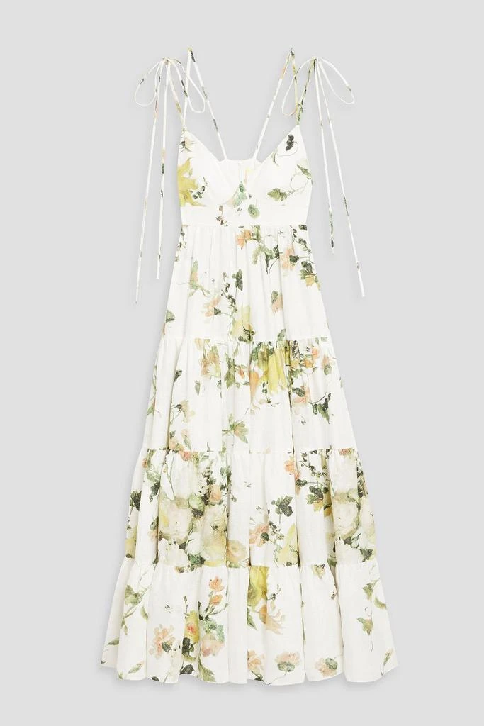 celine linen dress Linen Vacation Sleeveless V-Neck Mid-Length Dress CELINE, Ice Blue / L main image 0