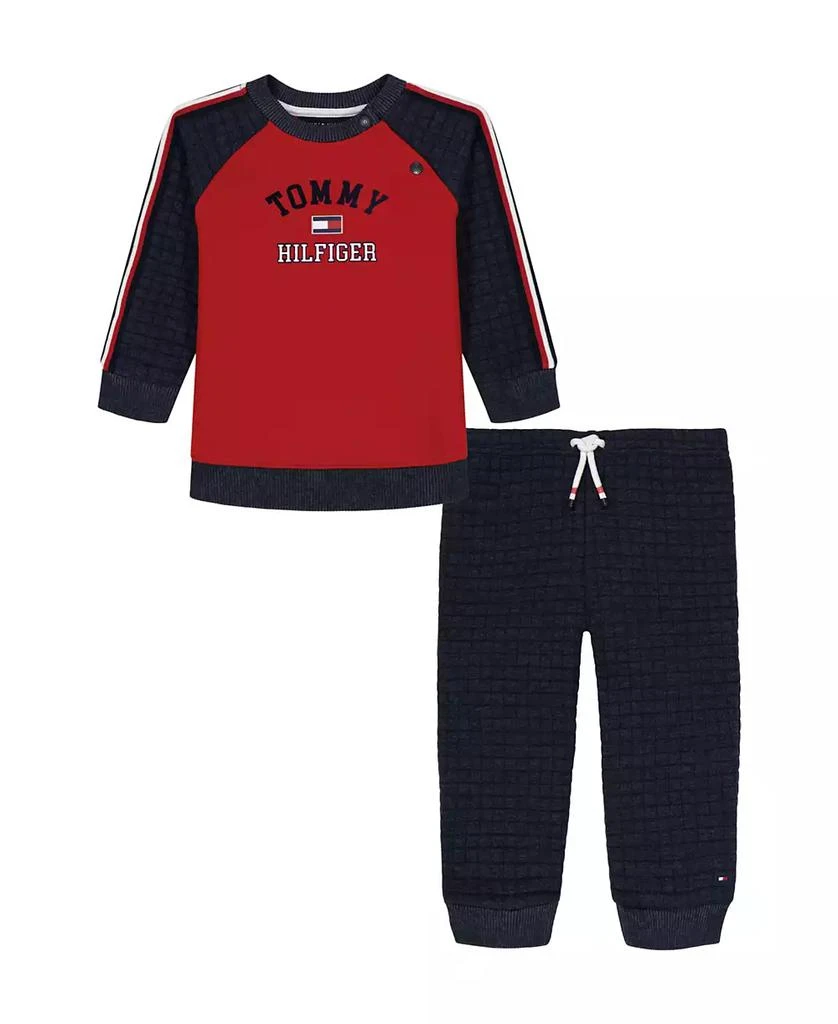 Tommy Hilfiger Baby Boys
 Quilted Crewneck Sweatshirt and Jogger Pants, 2-Piece Set