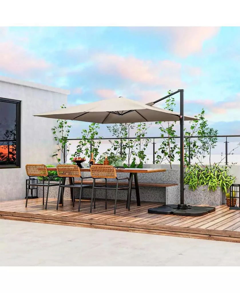 Mondawe 9.5 Feet Square Patio Cantilever Umbrella with 360Â° Rotation 2