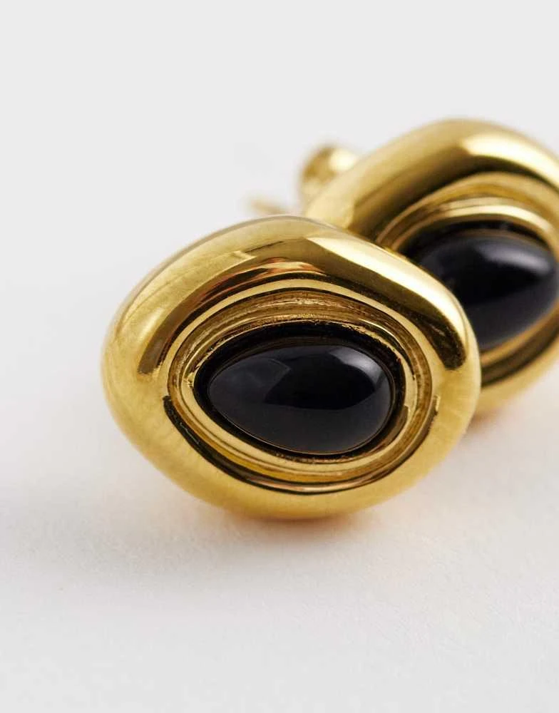 Abbott Lyon Abbott Lyon black onyx molten stud earrings in 18k plated stainless steel in gold 4