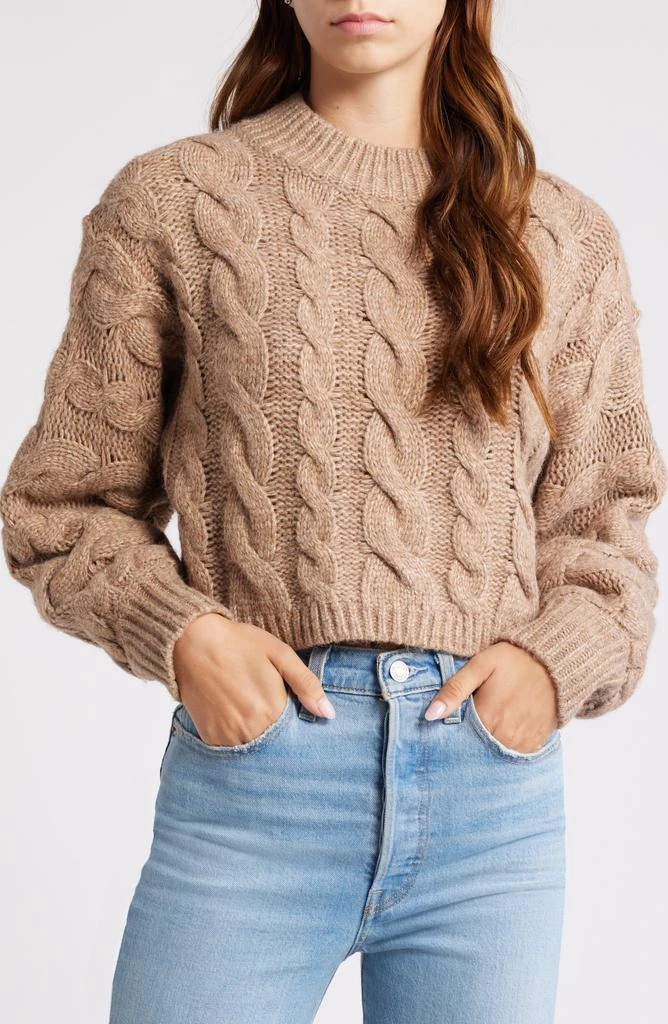 ALL IN FAVOR Cable Knit Crop Sweater 1