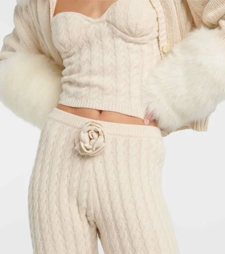 Magda Butrym Floral-appliqué split-hem flared pants 4