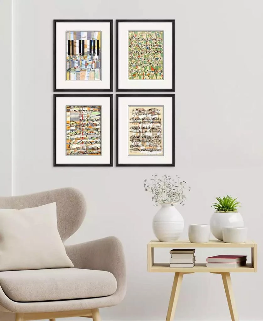 Paragon Picture Gallery Geometry of Music Framed Art, Set of 4 3
