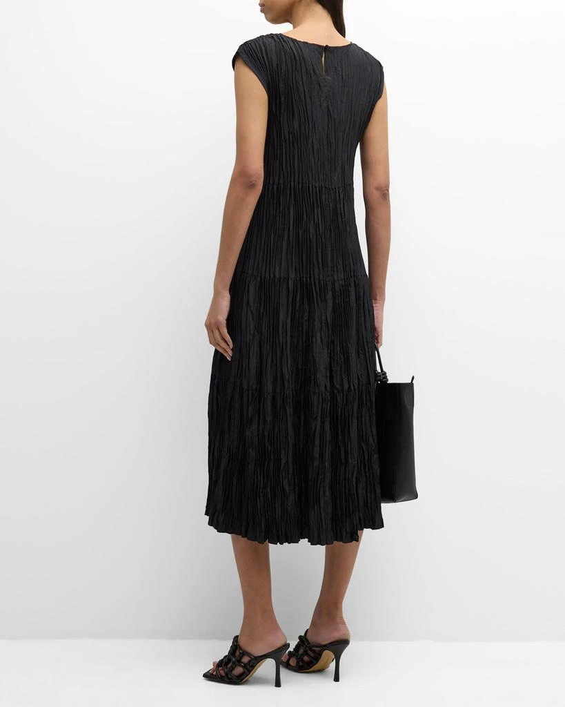 Eileen Fisher Tiered A-Line Crinkled Silk Midi Dress 4