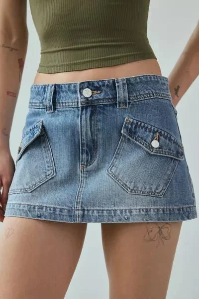 Abrand Jeans Abrand 99 Liv Low-Rise Flap Pocket Denim Micro Mini Skirt 2