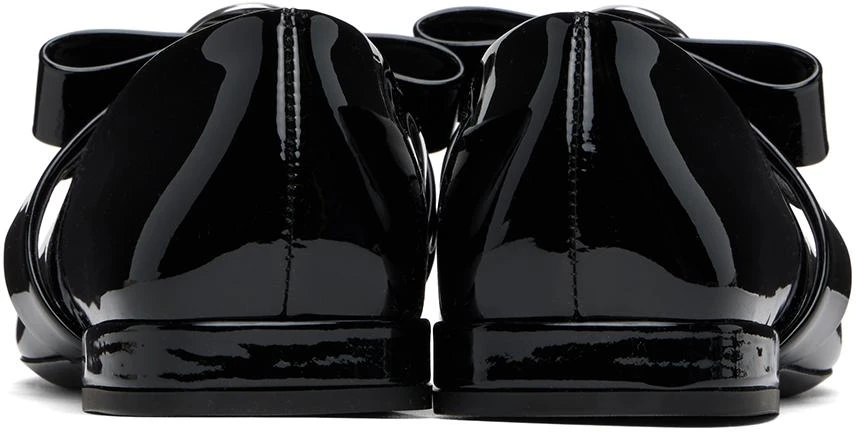 Versace Black Gianni Ribbon Open Patent Ballerina Flats 2