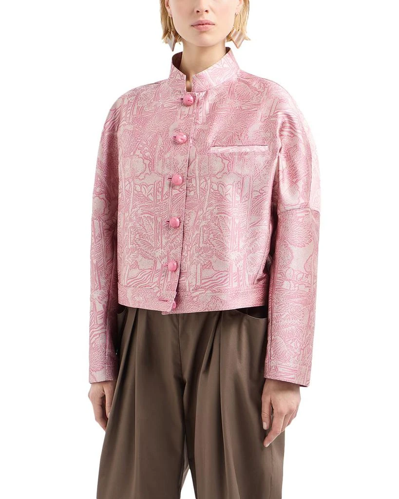 Emporio Armani Landscape Tonal Print Shiny Jacquard Jacket 1