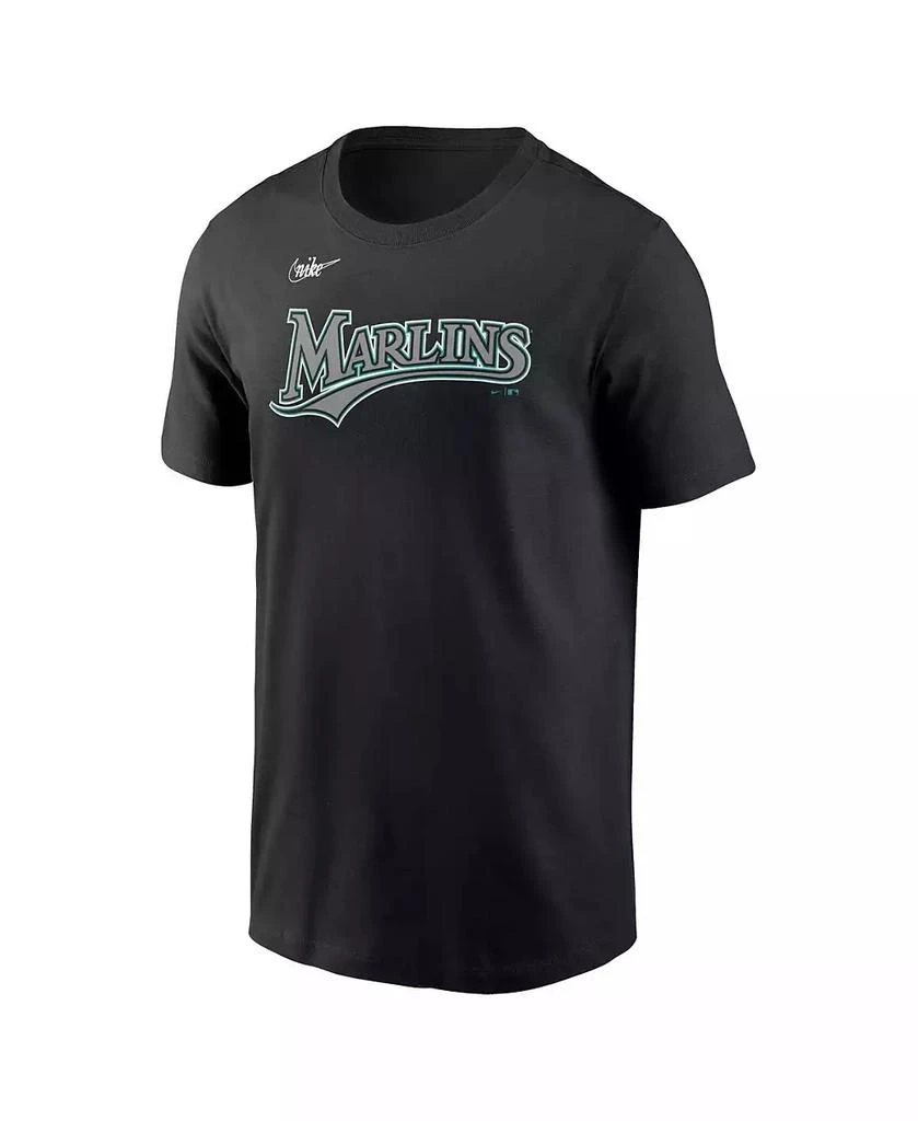NIKE Men's Black Florida Marlins Cooperstown Wordmark T-Shirt 2