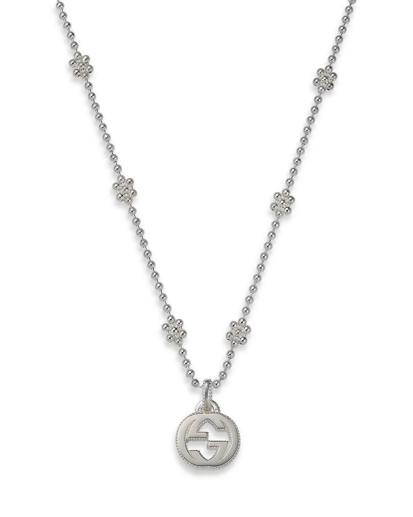 Gucci Sterling Silver Interlocking G Cluster Chain Necklace, 14" 1