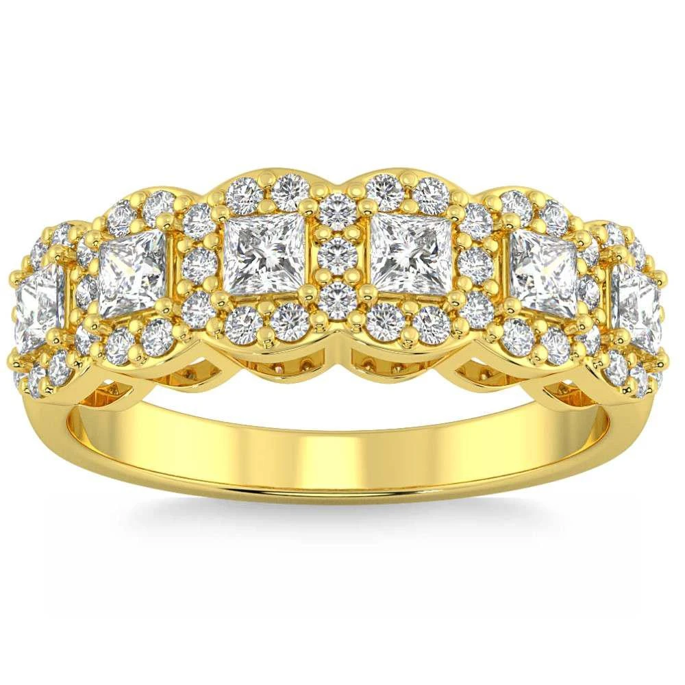 Pompeii3 1Ct Princess Cut Diamond Wedding Ring Stackable Band 14k Gold Lab Grown