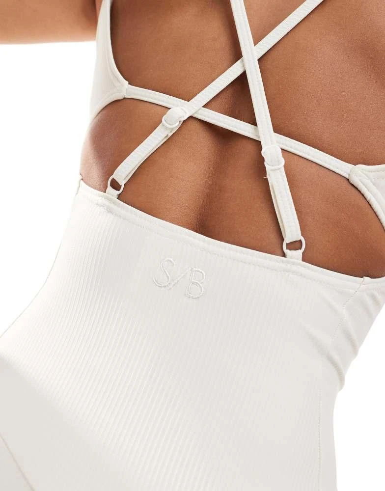 South Beach South Beach Strappy unitard in cream 4