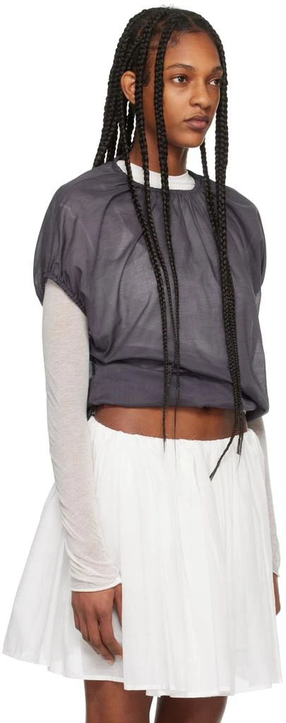 AMOMENTO Navy Volume Shirring Blouse 2