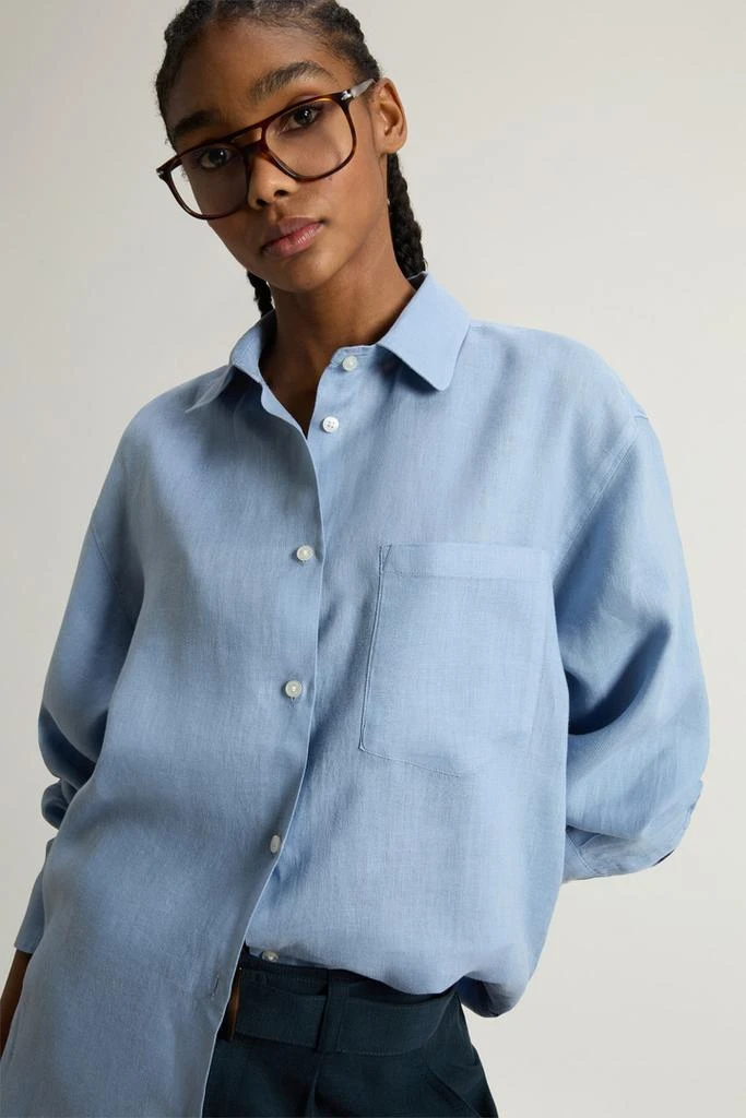 Woolrich Garment-Dyed Pure Linen Shirt - Women - Blue 4
