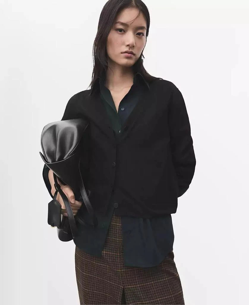 Mango Women
s V-Neck Knitted Cardigan Sweater