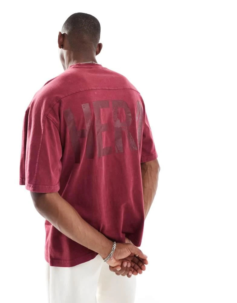HERA Hera Mens washed graphic t-shirt in oxblood 4