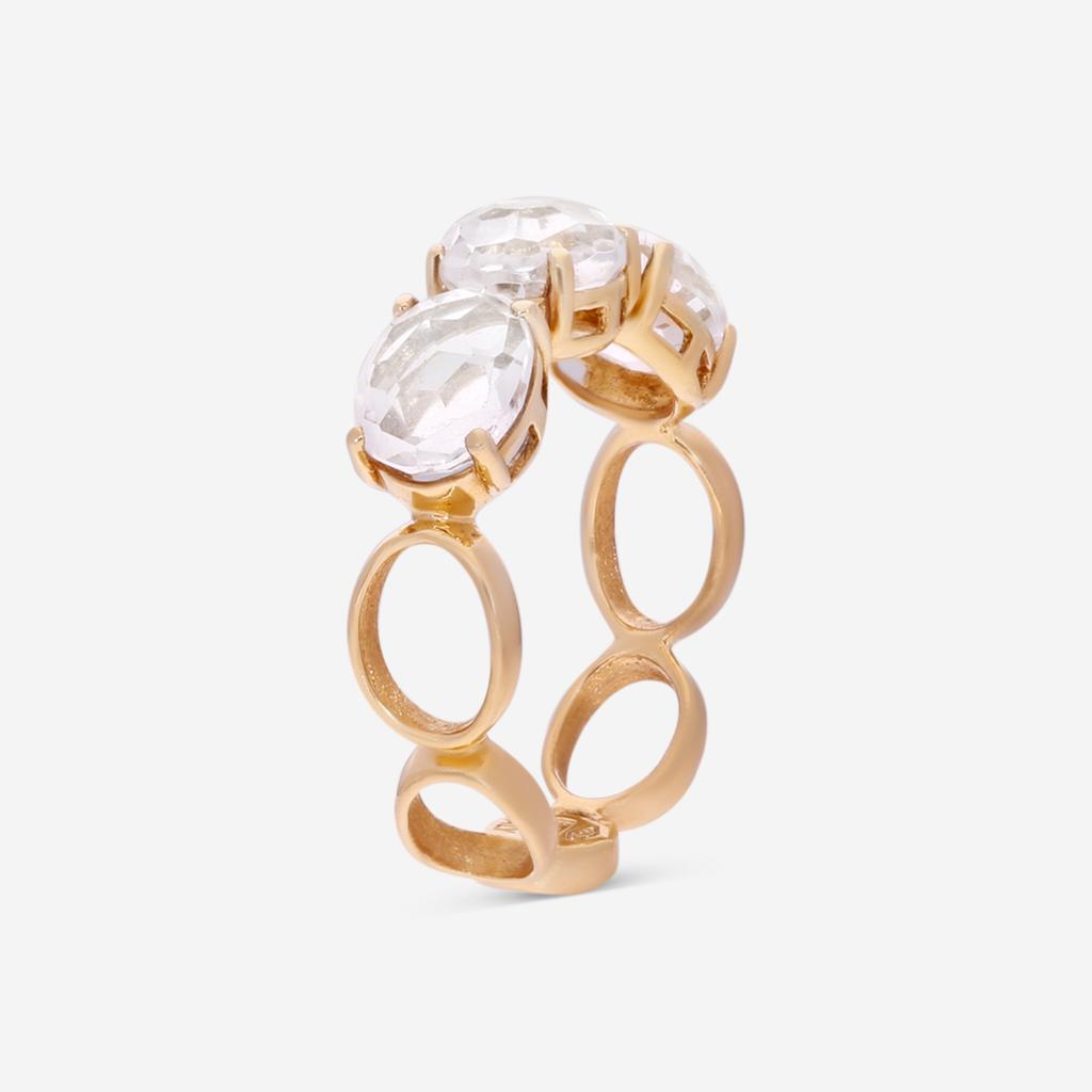 Nanis Nanis 18K Yellow Gold Rock Crystal Ring Sz. 7  AH18-565