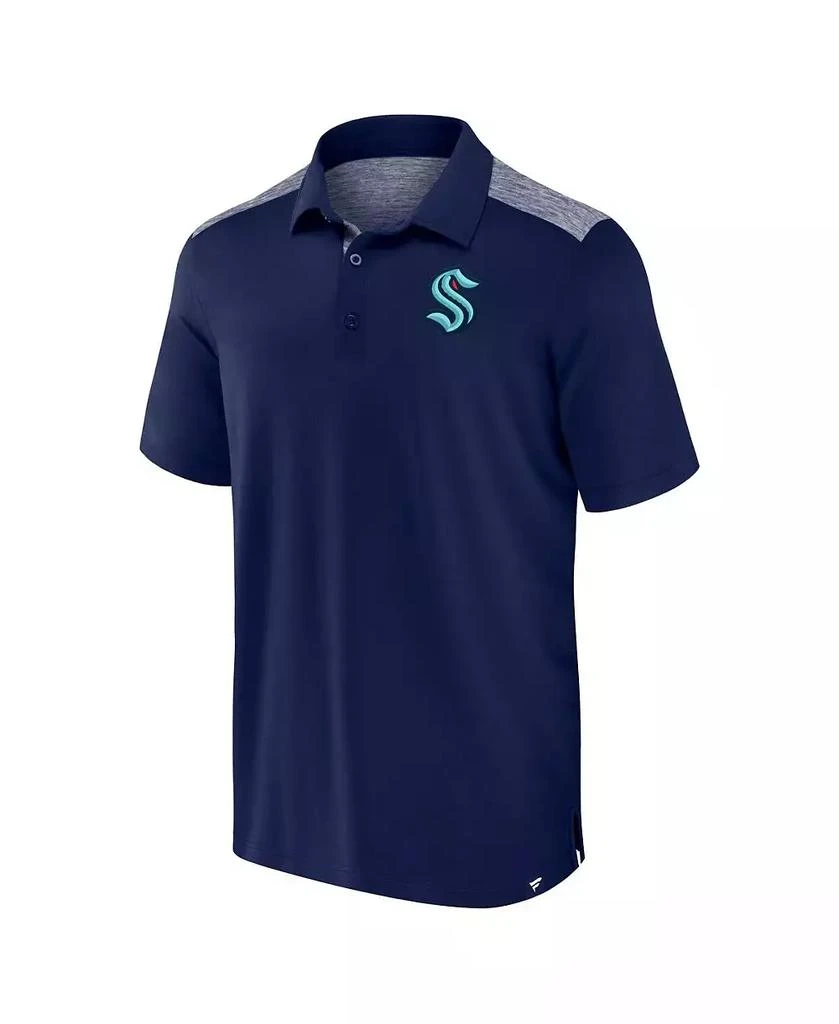 Fanatics Men's Navy Seattle Kraken Iconic Brushed Blocked Polo Shirt 2